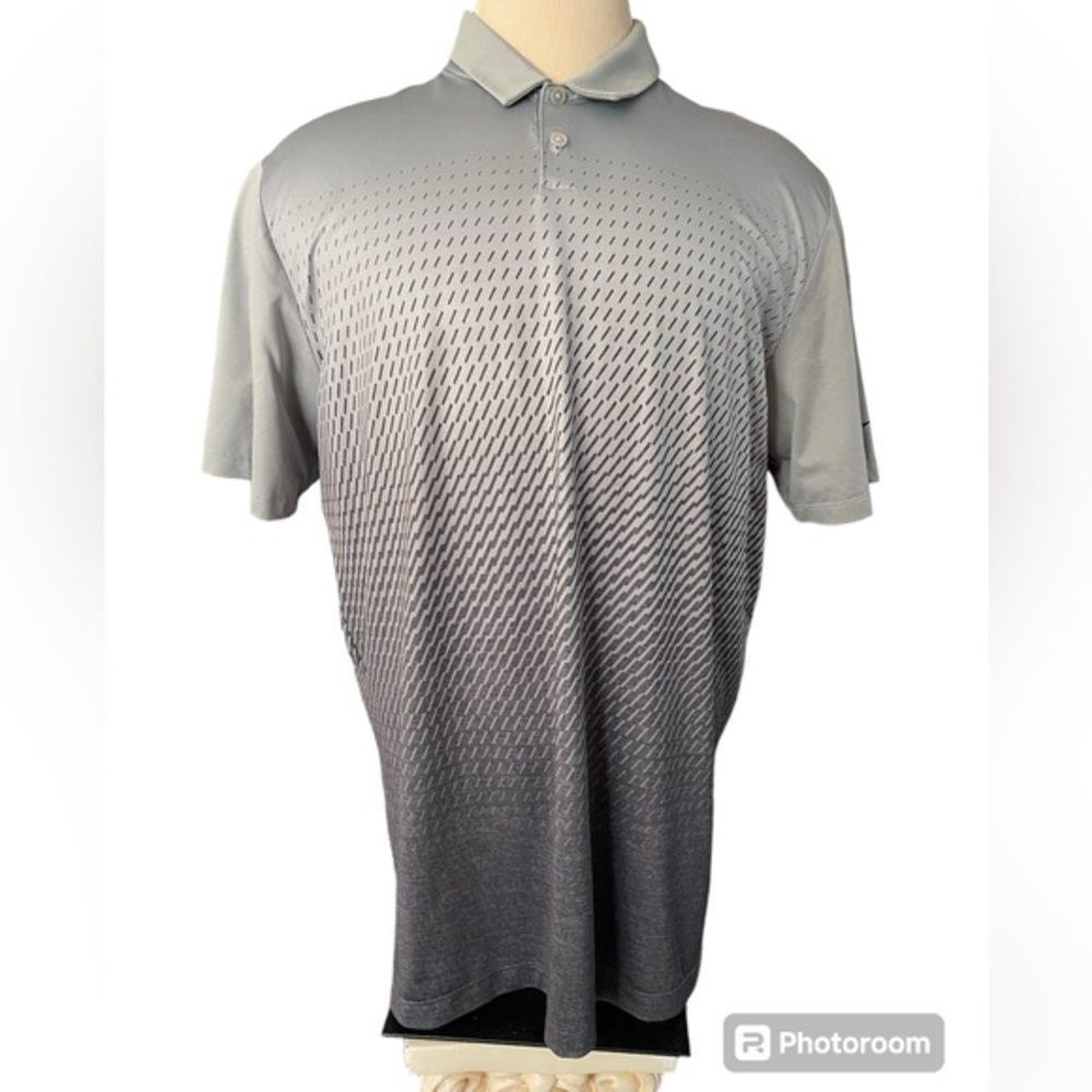 NIKE GOLF‎ Mobility Fade DriFit Tour Performance Polo Shirt Grey Black Size XL